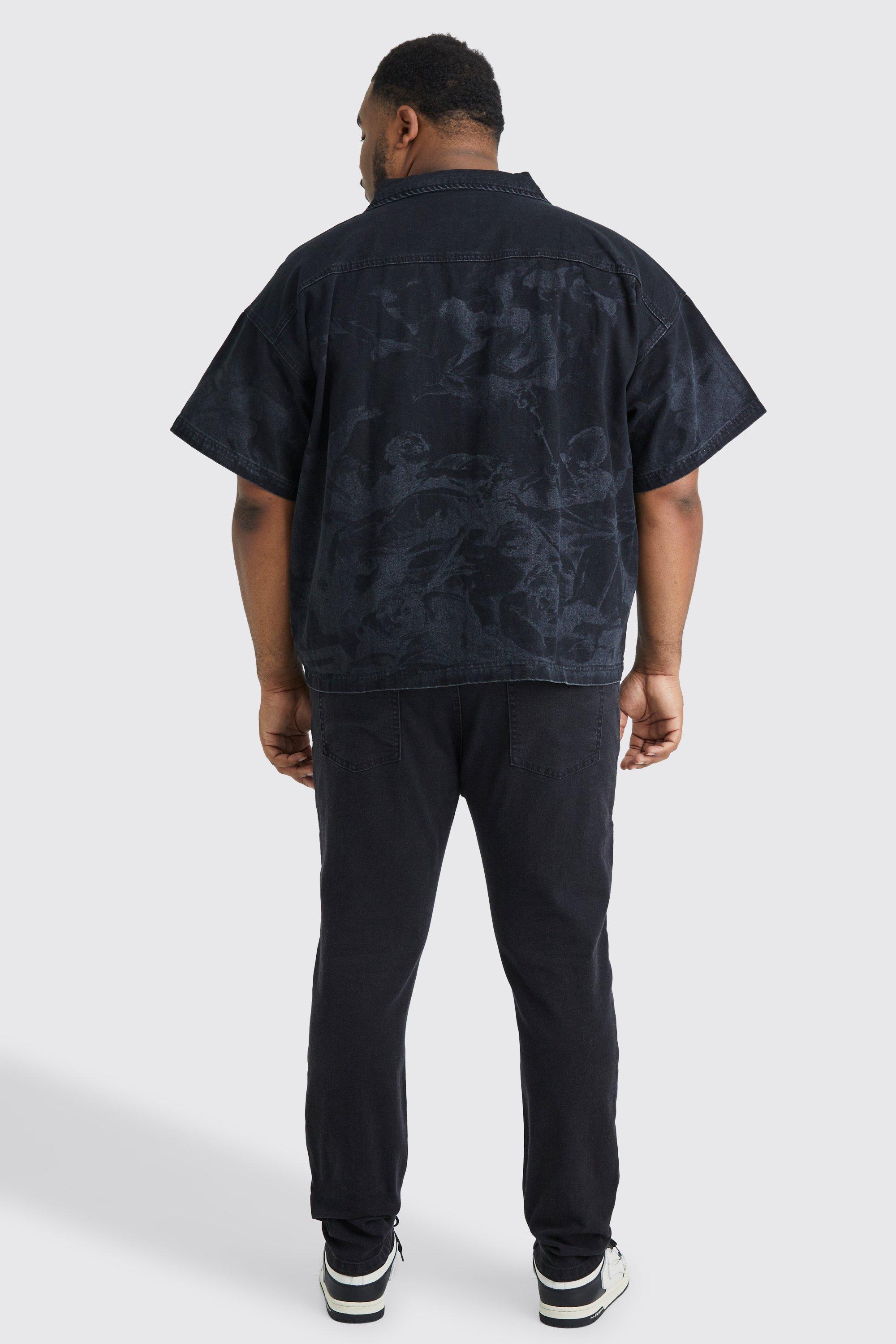 Printed jeans shirt store
